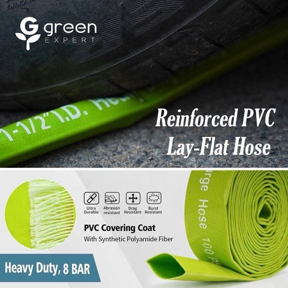 Green Expert 1-1/2" PVC Lay-Flat Water Discharge Hose; 25 ft; Model 527501 - Picture 2 of 8